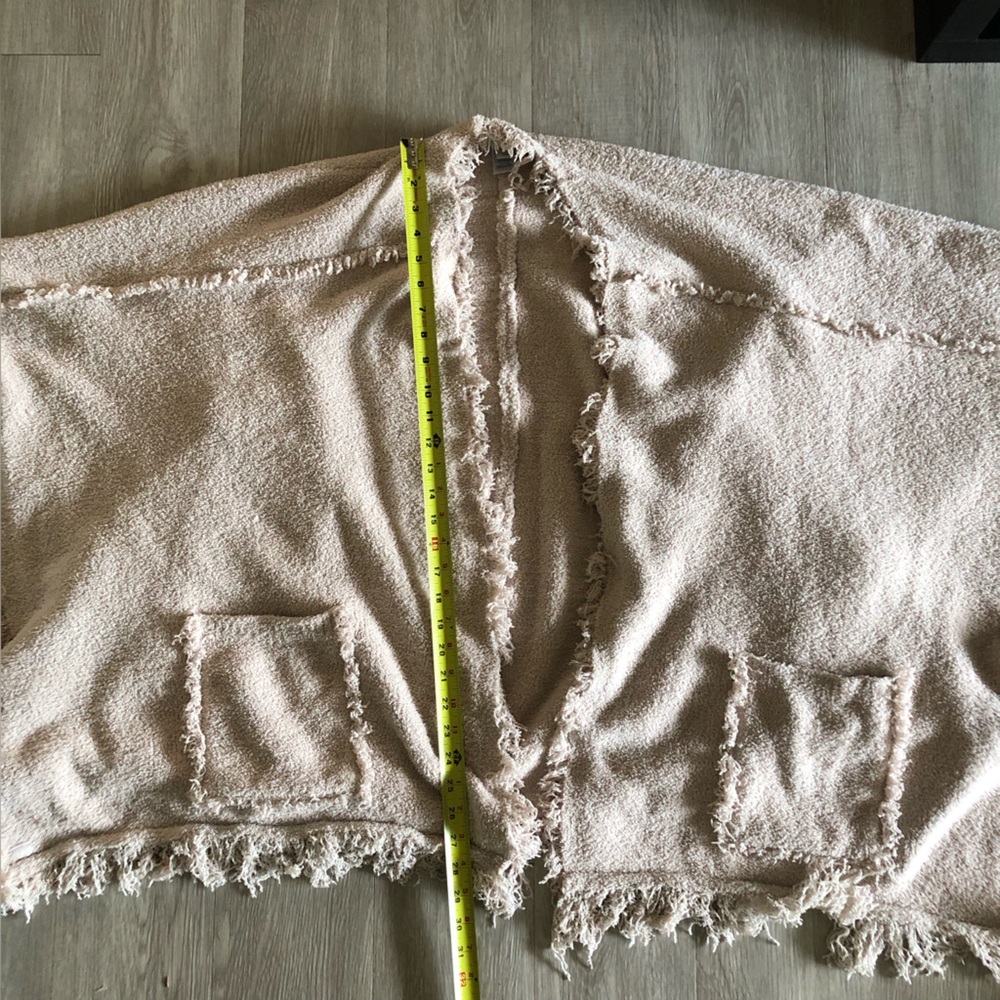 Barefoot Dreams Cozy Chic Fringe Poncho Shawl Beige - Picture 9 of 10